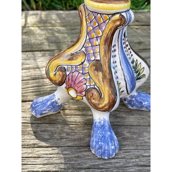 Vintage Hand Painted Portugal 3 Arm Candelabra Candle Stick Holder - Picture 2 of 16